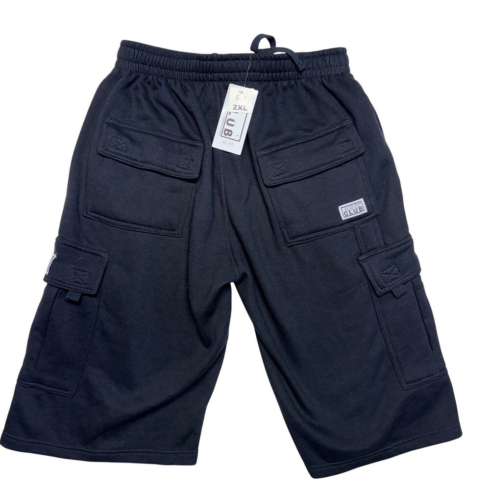 Pro Club Cargo Shorts 2XL Mens Black Fleece Sweat 6 Pockets Casual Outdoor NWT